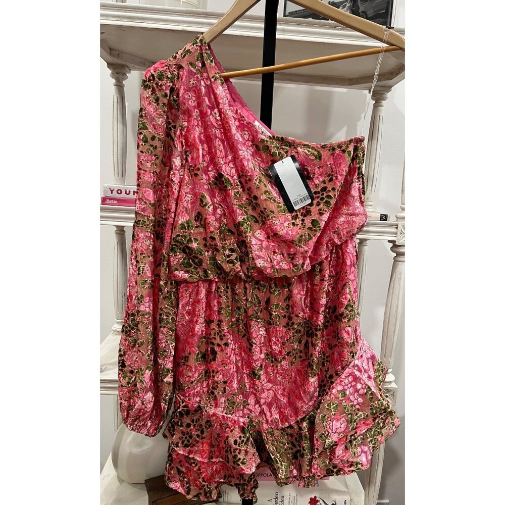 HEMANT & NANDITA Pink One-Shoulder Floral Mini Dress - Picture 4 of 5